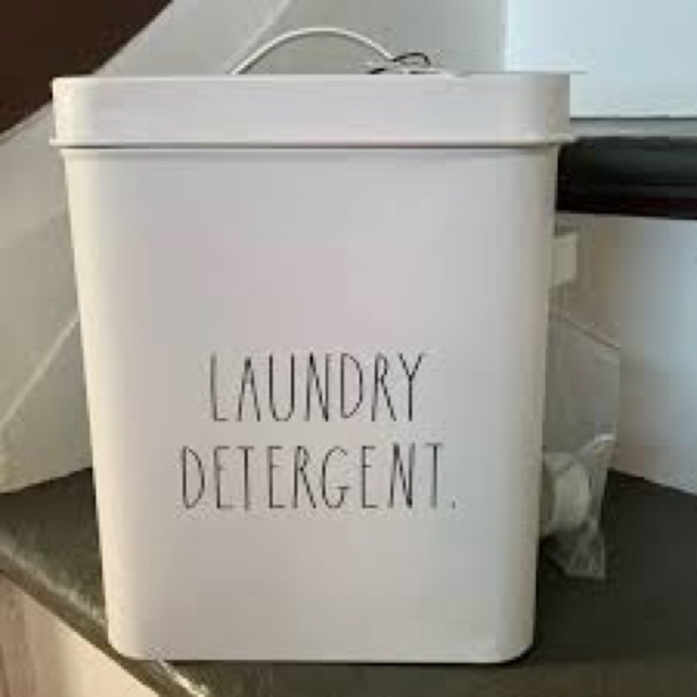 Laundry 🧺 Powder Container, White Detergent Bin w/ Scoop